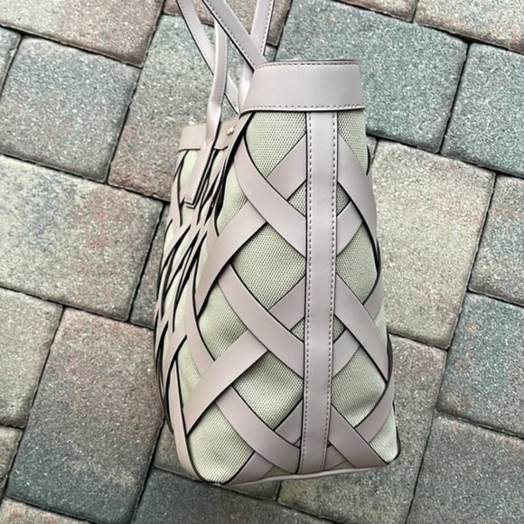 Michael Kors Sienna Large Tote Shoulder Bag Powder Blush Leather Canvas - Picture 4 of 16